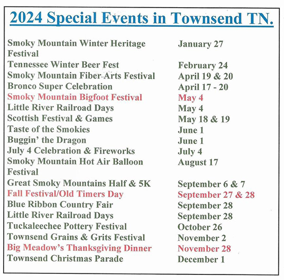 Townsend Festivals and Special Events